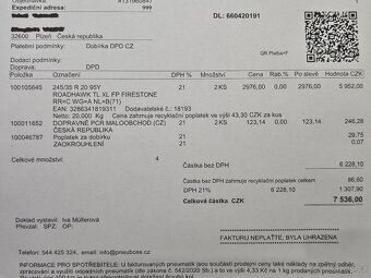 245/35 R 20 95Y FIRESTONE ROADHAWK TL XL FP - 9