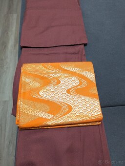 Vínově červené dámské iromuji kimono - 9