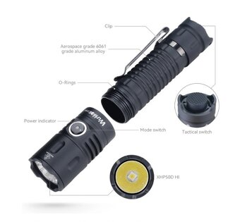 svítilna taktická Wurkkos TD04 3000 L, USB, 21700 5000mAh - 9