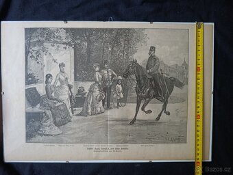 Dřevoryt z novin z roku 1888 (F.J. I. s rodinou) - 9