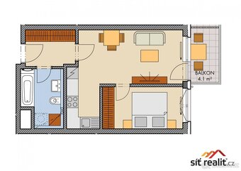 Novostavba bytu 2+kk/B, celkem 47,2 m2, balkon, 5.NP, sklep, - 9