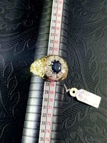 Zlatý prsten s Brilianty a Safírem - 9