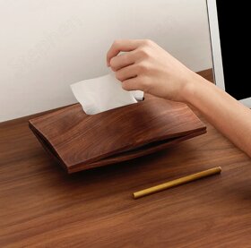 Designový dřevěný (ořech) box na kapesníky - 9