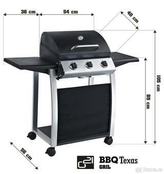 Plynový gril G21 Texas BBQ 3 hořáky + zdarma redukční ventil - 9