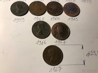 Anglické historické mince "HALF PENNY" - 9
