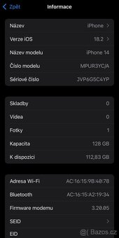 iPhone 14 bílý 128Gb, baterie 89%, záruka Alza 26/8/25, TOP - 9