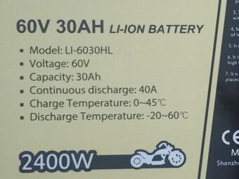 Baterie do elektrokoloběžky 60V 30 Ah - nová - 9
