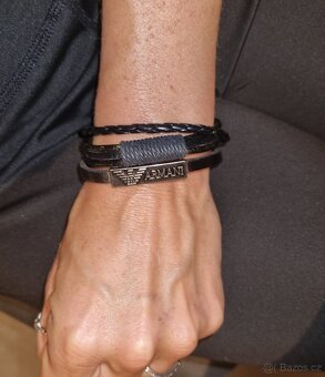 Armani pánský i unisex kožený náramek  pravá kůže - 9
