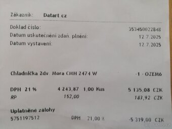 Lednice Mora CMH 2474 W - 9