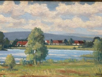 obraz starý obraz olejomalba krajinka obraz Šumava - 9