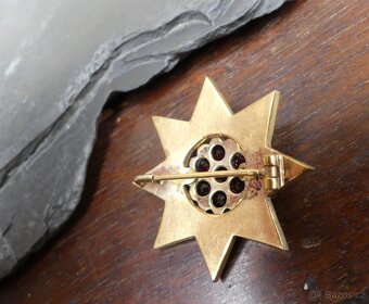 Šperky české granáty, koliér, brože, jehlice, stříbro tombak - 9
