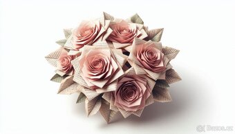 Papírová origami kytice růží - 9