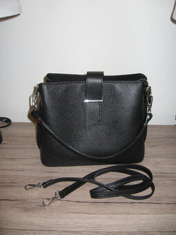 ELEGANTNI KOŽENA KABELKA ŠEDA NEBO ČERNA - NOVE - 9