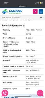 Čistička vzduchu UNICLEAN s UVC lampou a smart wifi ovládání - 9