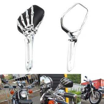 Chrom zrcátka chopper,cruiser Skeleton,těžký masív. - 9