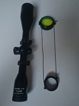 Puskohled Artemis 2100, 7x50 s cervenym bodem, a montazi - 9