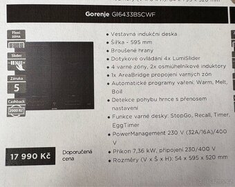 Nová indukce GORENJE GI6433BSCWF-automat.Progr.,5 let záruka - 9