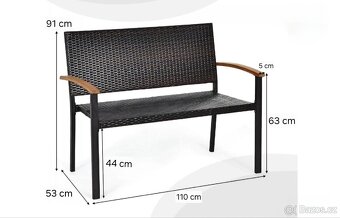 Zahradní lavička- hliník a umělý ratan - 9