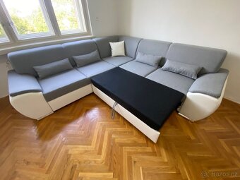 Sedací souprava ROYAL – levá, tmavě šedá/bílá - 9