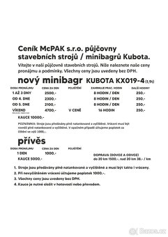 PŮJČ SI MĚ / nová Kubota KX019-4 2t / příslušenství - 9