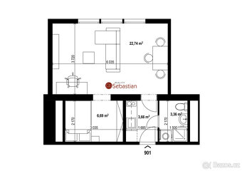 Pronájem bytu 1+1 v ulici A.Sochora v Teplicích (901) - 9