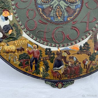 A velký malovaný hodinový ciferník měď - 9