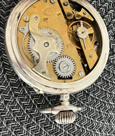 Velké stříbrné kapesní hodinky ROSKOPF s řetězem. - 9