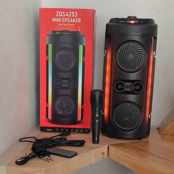 Solární bluetooth reproduktor 16W, výška 40 cm, mikrofon, dá - 9