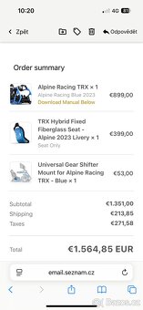 Prodám profesionální závodní kokpit ALPINE racing TRX - 9
