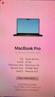 MacBook Pro 14” M3 Pro / 18 GB RAM / 512 GB SSD – ako nový + - 9