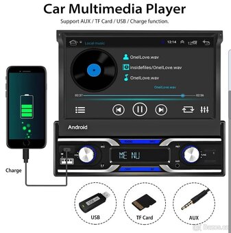 Autorádio s výsuvným displejem 7" Apple car, android auto , - 9