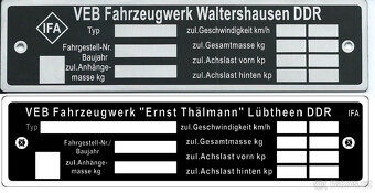 Štítky na Multicar, Wartburg, Trabant, IFA - 9