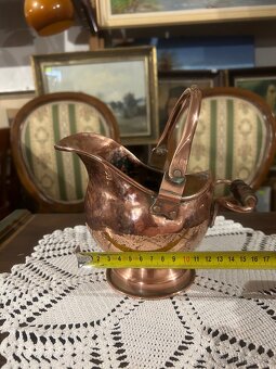 Měděný starožitný malý uhlák - 9