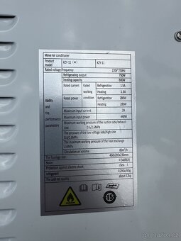 Kompaktní přenosná klimatizace, 750 W, 80m³/h, AC 220 - 9