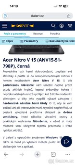 Herní notebook Acer Nitro V15, 16GB RAM, i7 - 9