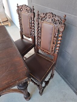 Starožitná masivní jídelní souprava - 9