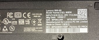 Lenovo B50-80 s nabíječkou Intel Pentium CPU 3825U 1,90GHz R - 9