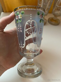 Starožitná grogovka, secese, smalt - 4 ks - 9