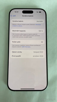 APPLE IPHONE 16 PRO 128 GB BÍLÝ,12 MĚS.ZÁRUKA,BATERIE 100% - 9