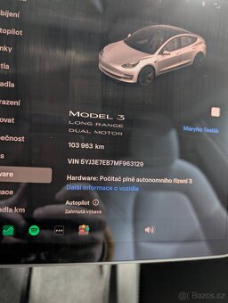 Tesla Model 3 2021 LR Bílý interiér - 9