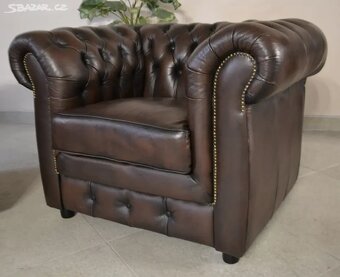 Kožená, Chesterfield sedací souprava 3+2+1, TOP - 9