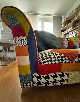 Patchwork Gauč + Taburetka (3-miestny) - 9