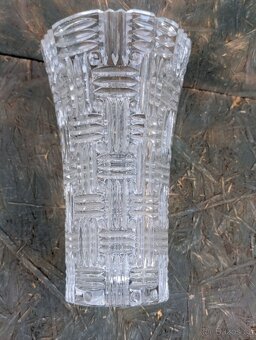 Retro větší broušená váza, geometrický vzor. Těžká. - 9