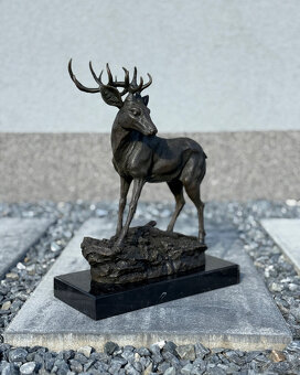 Bronzová socha Jelen majestátní zvířete dekorace příroda - 9