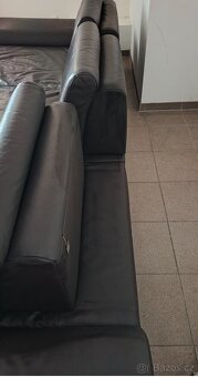 Kožená rohová sedací souprava - jak NOVÁ, TOP STAV - 9