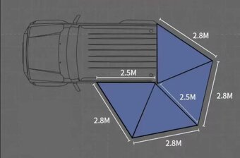 Markýza na auto samonosná PROOFF 270° ( 2 m + 2,5 ),LED osv. - 9