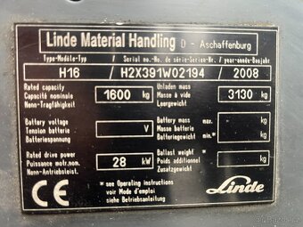 Vysokozdvižný vozík linde H16 - 9