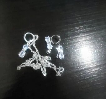 Nová stříbrná sada souprava šperků sada s kočkou kočičí 925 - 9