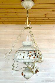 Stará krásná porcelánová lampa ve stylu petrolejky - 9