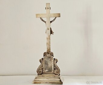 Ag stříbro stolní krucifix loťák rok 1864 biedermeier styl - 9
